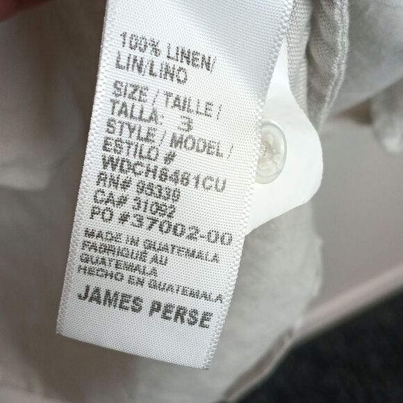 James Perse Women Sandy Beige Long Sleeve Button Down Linen Shirt Dress sz L - Picture 10 of 11